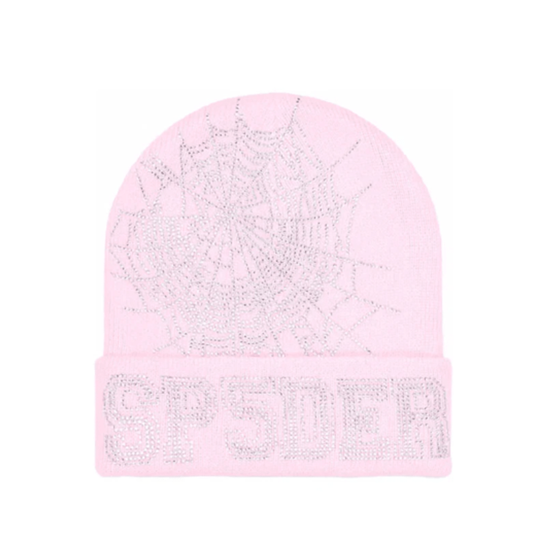 Sp5der Rhinestone  Beanie Pink
