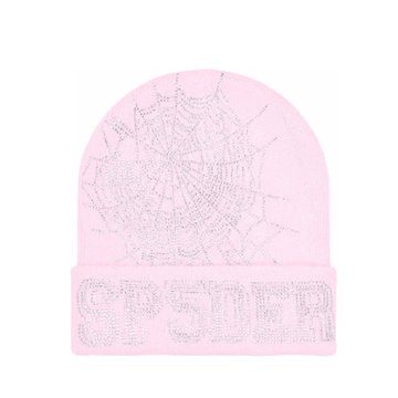 Sp5der Rhinestone Beanie Pink Headwear